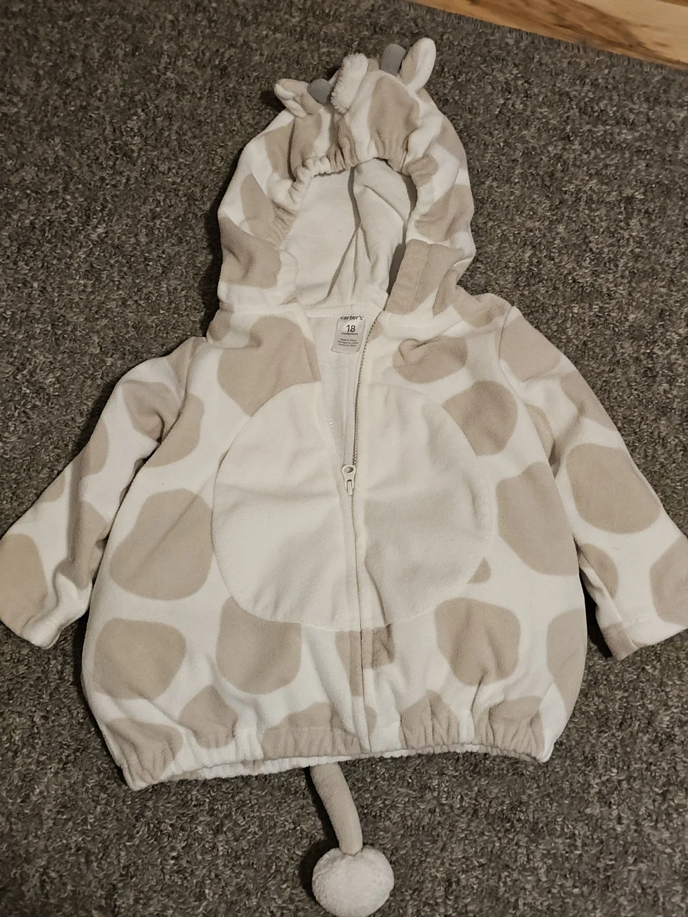 Cute Beige & White Giraffe Hooded Jacket - Kids
